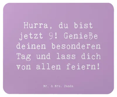 Produktbild von Mr. & Mrs. Panda Mauspad Spruch 9. Geburtstag Freude - Lavendeltraum - Geschenk, Mousepad, pc, laptop, Geburtstagsgeschenk, unvergessliches Erlebnis, Mouse Pad, Alter