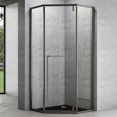 Produktbild von Mai & Mai Fünfeck-Duschkabine 90x90 cm Duschwand glas 8mm ESG-Sicherheitsglas Edelstahl-Türrahmen Duschabtrennung Ravenna68K
