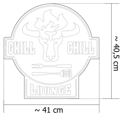 Produktbild von Gartenschild | Grill Schild | Bulle Grill & Chill Lounge | Stahl, Farbe:BBQ Lounge Schwarz