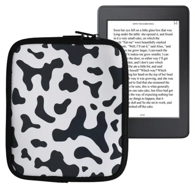 Produktbild von kwmobile Tasche für eReader - Neopren Hülle Schutzhülle Kuhmuster Schwarz Weiß - Innenmaße