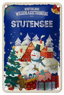 Produktbild von Blechschild Weihnachtsgrüße STUTENSEE Geschenk Dekoration 12x18cm