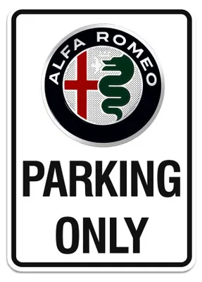 Zdjęcie produktu dla Tablica informacyjna: "Parking tylko dla samochodów Alfa Romeo", wymiary 28 x 40 cm