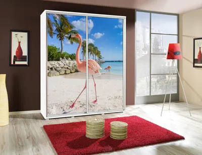 Productafbeelding van Kledingkast GILES: Schuifdeurkledingkast met grafische prints, 155x215 cm