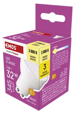Productafbeelding van LED-lamp Emos ZQ8E12 Klassieke MR16 wit/ GU10 / 3 W