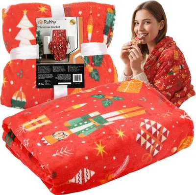 Produktbild von Weihnachtsflanelldecke, 150 x 200 cm, rotes Polyester