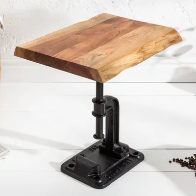 Produktbild von Industrial Beistelltisch FACTORY 43cm Akazie Massivholz Wohnzimmertisch Couchtisch Sofatisch Kaffeetisch Nachttisch