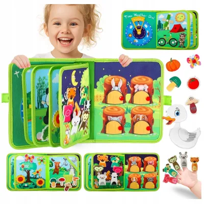 Zdjęcie produktu dla Tablica Manipulacyjna Książeczka Sensoryczna Montessori Las
