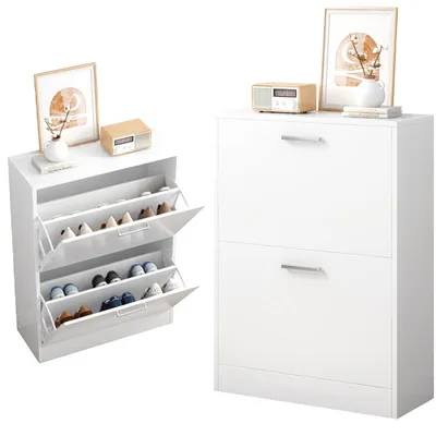 Obrázok produktu pre Biela skrinka na topánky, botník, komoda, šatníková skriňa, podkrovná, moderná, 60 cm