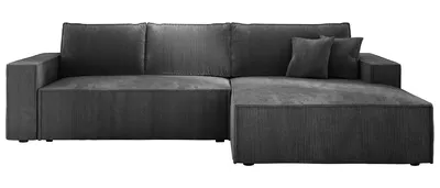 Produktbild von E-ZIMPAZ Ecksofa COBRA S mit Schlaffunktion und Bettkasten, Stilvoll Eckcouch L-Form, Cordstoff, Holzkonstruktion, Seite Rechts Grau POSO 34