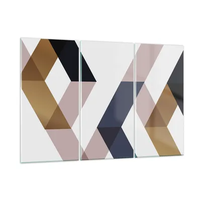 Produktbild von Bilder auf glas - 3 Teile - Abstraktion Muster Diamant - 165x110cm - Glasbilder - Wandbilder - Bilder - Wanddekoration aus Glas - Glas Bilder - Wandbild auf Glas - GCE165x110-4311