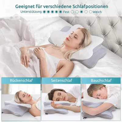 Produktbild von Nackenkissen, Kopfkissen, Memory Foam Kissen, Schlafkissen Seitenschläferkissen ergonomisches, für Seiten Rücken & Bauchschläfer
