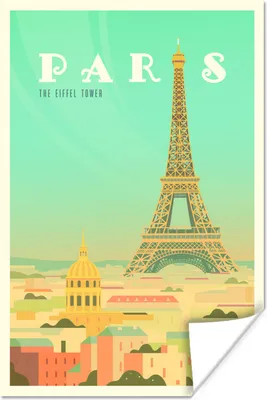 Produktbild von MuchoWow® Poster Illustration des Eiffelturms in Paris 40x60 cm - Plakate für die Wand - Poster Babyzimmer