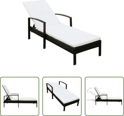 Produktbild von The Living Store Sonnenliege mit Auflage Poly Rattan Braun