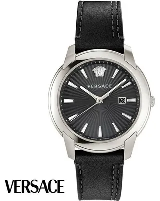Zdjęcie produktu dla Versace VELQ00119 V-Urban srebrny czarny skórzany pasek zegarek męski NOWOŚĆ