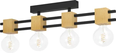 Produktbild von EGLO Deckenleuchte Levantara, 4-flammige Deckenlampe im Industrial Design, FSC100HB, Deckenbeleuchtung aus Metall, Wohnzimmerlampe, E27, 85,5 cm