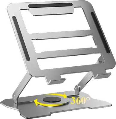 Produktbild von Laptopständer mit 360° drehbarer Basis, klappbar, für 10-17 Zoll Laptops, ergonomisch für Büro