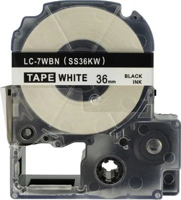Produktbild von vhbw Schriftband-Kassette kompatibel mit Epson LabelWorks LW-1000P, LW-600P, LW-500, LW-400, LW-300 Etiketten-Drucker 8m x 36mm Schwarz auf Weiß