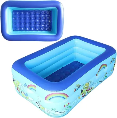 Produktbild von Aufblasbares Planschbecken - Rechteckiges Schwimmbad für Kinder