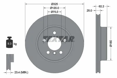Produktbild von 2x TEXTAR 92141505 Bremsscheibe Vorderachse