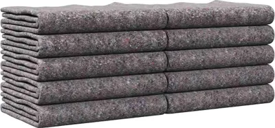 Zdjęcie produktu dla vidaXL Koce do przeprowadzki 10 szt. szare 150 x 200 cm tkanina