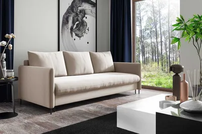 Produktbild von Sofa Bella creme mit Schlaffunktion - Stoff Riviera 21