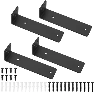 Immagine prodotto di 4 angoli a L neri da 150 mm, supporti a parete per carichi pesanti, con viti