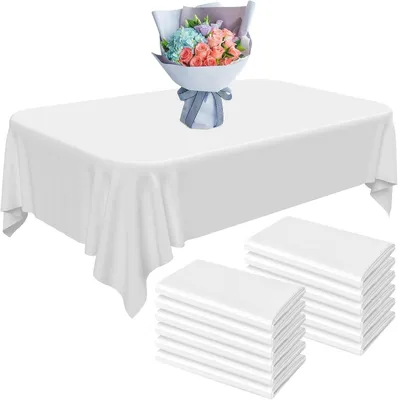 12er-Pack weiße Einweg-Tischdecken, Kunststoff, 137x274 cm, wasserdicht