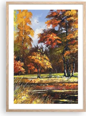 Produktbild von Gerahmtes Poster - Rahmen in heller Eiche - Park Herbst Wasser - 50x70 cm - Wand Bild - Wanddeko - Wandbilder - Wandposter - Bilderrahmen - Bilder - Kunstdruck - Wandbild - P2NPA50x70-3536