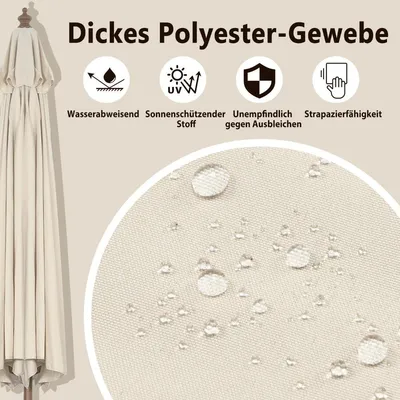 Zdjęcie produktu dla Drewniany parasol tarasowy, 270 cm, regulowany kąt nachylenia, beżowy