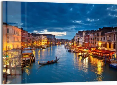 Produktbild von DEQORI Glasbild Echtglas 90x60 cm 'Venedigs Canal Grande' Wandbild Bild modern Deko
