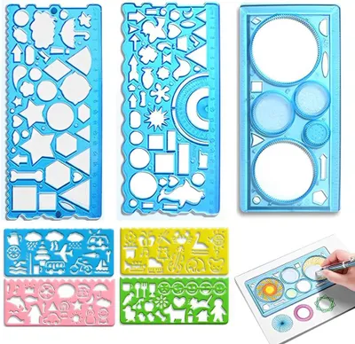 Produktbild von Geometrisches Lineal Set 7-teilig, blau, für Mathematik