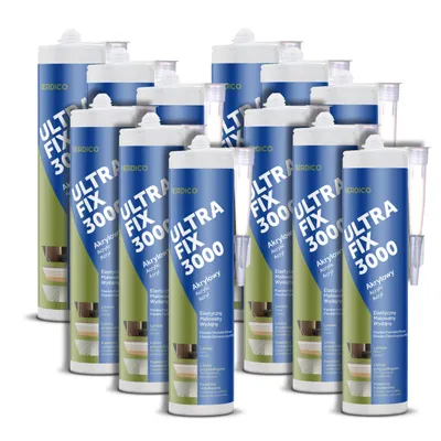 Produktbild von Verdico | Ultra Fix 3000 | Acryl Montagekleber 12x 280 ml | Flexibel und Überstreichbar | Für Sockelleisten, Paneele und Dekorleisten | Starke Haftung
