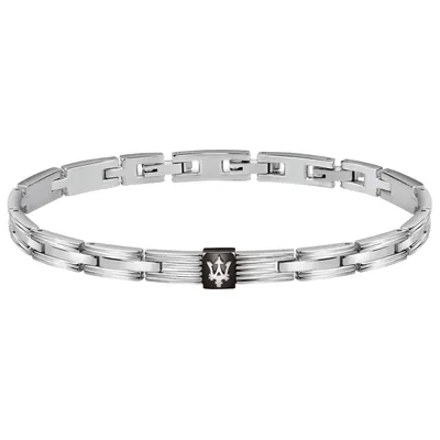 Image de MASERATI BRACELET BLK LOGO 100% acier inoxydable argenté