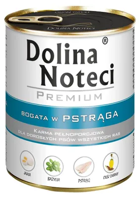 Zdjęcie produktu dla Dolina Noteci PREMIUM bogata w pstrąga puszka 800 g Mokra karma dla psa