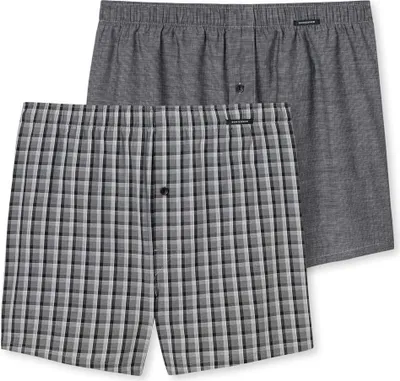 Produktbild von SCHIESSER Herren Web-Boxershorts, 2er Pack - Unterhose, Baumwolle Grau 3XL