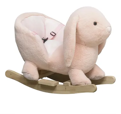 Produktbild von HOMCOM Kinder Schaukelpferd Schaukeltier Kaninchen ab 18 Monaten Plüsch Rosa