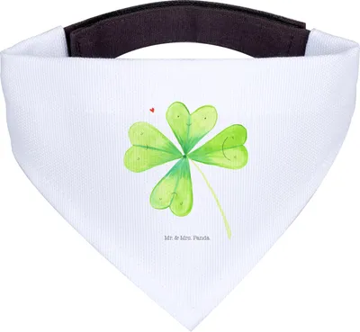Produktbild von Mr. & Mrs. Panda Tuch Blume Kleeblatt - Weiß - Geschenk, Glück, Halstuch Hund, Neuanfang, Umzug, Garten, Motivation, Hunde, Hunde-Halstuch, Glücksbringer