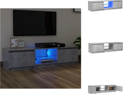 Image de vidaXL Armoire TV avec lampes LED gris béton 140x40x35,5 cm - Meuble TV