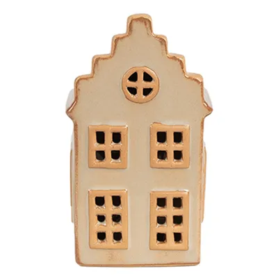 Produktbild von Clayre & Eef Dekoratives Haus mit LED 6x6x11 cm Beige Porzellan