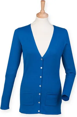Produktbild von Henbury H723 | Ladies V Button Cardigan - Farbe: Royal - Größe: XL