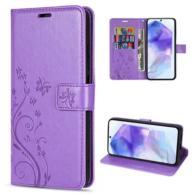 Produktbild von Hülle für Samsung Galaxy A55 Handyhülle Handy Tasche Klapphülle Wallet Case Etui Lila