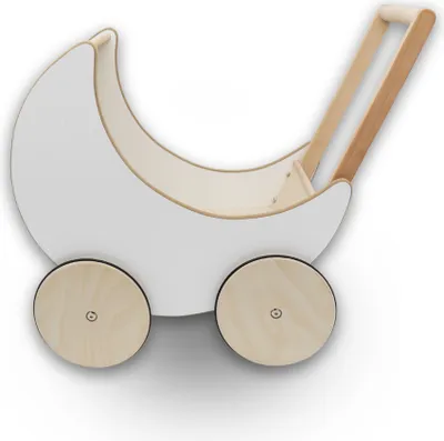 Produktbild von Puppenwagen aus Holz – Lauflernwagen für Babys - Kinderwagen aus Holz - 50x30x45cm