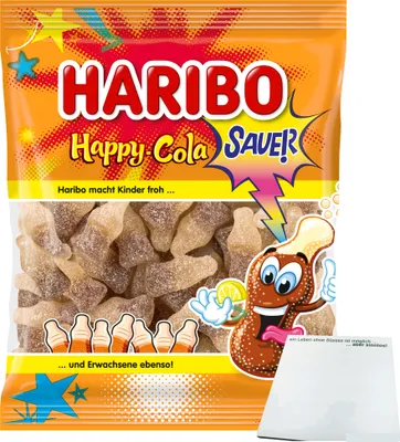 Produktbild von Haribo Happy Cola sauer (175g Beutel) + usy Block
