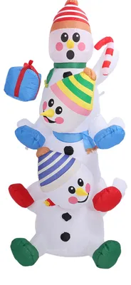 Produktbild von 1,80 m große, aufblasbare Schneemänner (3 übereinander gestapelt), wasserdicht, aus Polyester, ideal als Weihnachtsdekoration für Garten, Terrasse ode