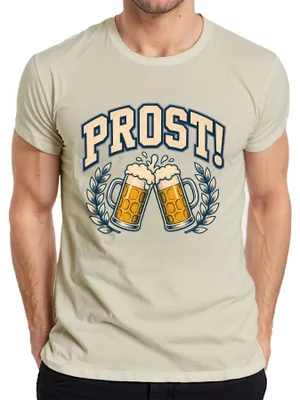 Productafbeelding van PROST! Bierkruik, , volksfeest, feest, grappig, lederen broek, heren T-shirt, natuur, XXL