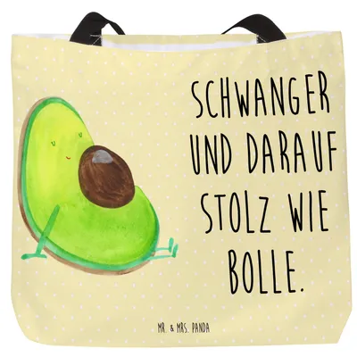 Produktbild von Mr. & Mrs. Panda Einkaufstasche Avocado Schwangerschaft - Gelb Pastell - Geschenk, Tasche, Liebe, Schwanger, Geburt, Reisetasche, Tote Bag, Strandtasche, Baby