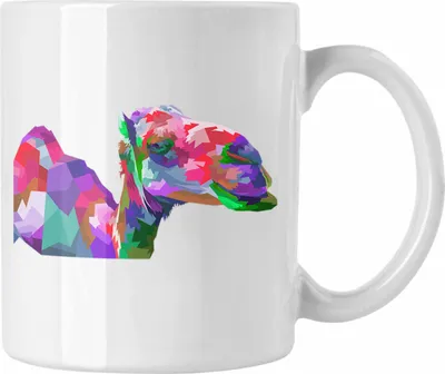 Produktbild von Trendation - Kamel Tasse Geschenk Polygon Grafik Lustig Bunt (Weiß)