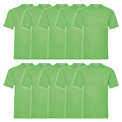 Produktbild von 10er Pack Fruit of the Loom Valueweight T-Shirt + GRATIS MyShirt Stoffbeutel Farbe: lime Größe: S