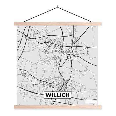Produktbild von MuchoWow® Textilposter Karte - Deutschland - Willich - Karte - Stadtplan 40x40 cm mit holzfarbenen Rahmen - Posterleiste