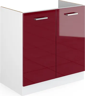 Obrázok produktu pre Drezová spodná skrinka Vicco R-Line, 80 cm bez pracovnej dosky, Bordeaux vysoký lesk/biela